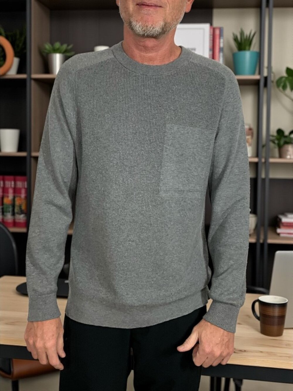 Theory Mens Crewneck Sweater M Gray Long Sleeve